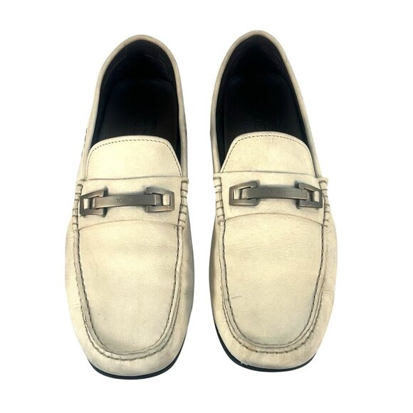 Tods logo horse bit driving loafers sz 12 light tan brushed suede - Picture 1 of 9